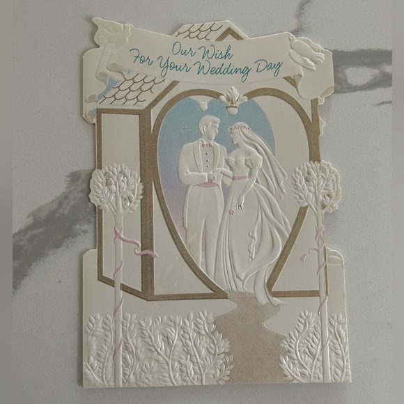 🆓 - Vintage Hallmark Embossed Wedding Day Card - Free With Purchase - Picture 3 of 6
